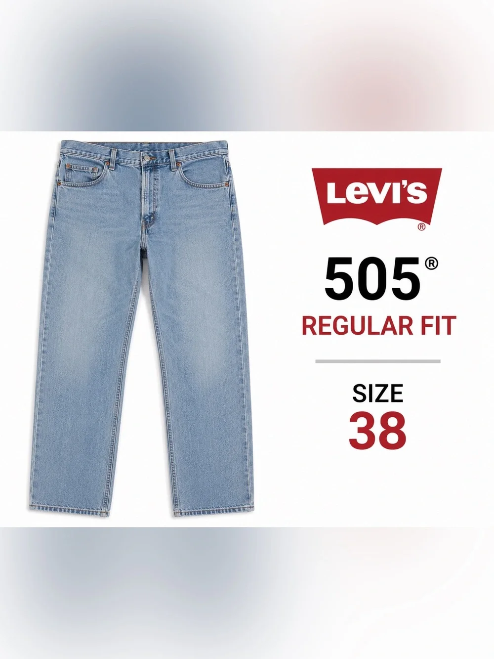 Levi Strauss 505 jeans size 38x34 light wash